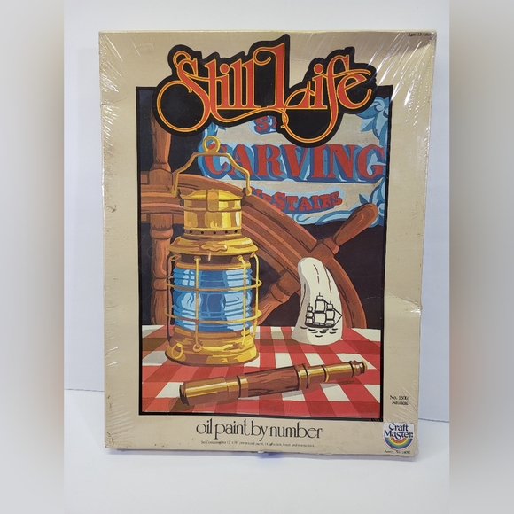 VTG Paint by Number Nautical Still Life Painting Ship Decor craft Master Lantern - Picture 10 of 10